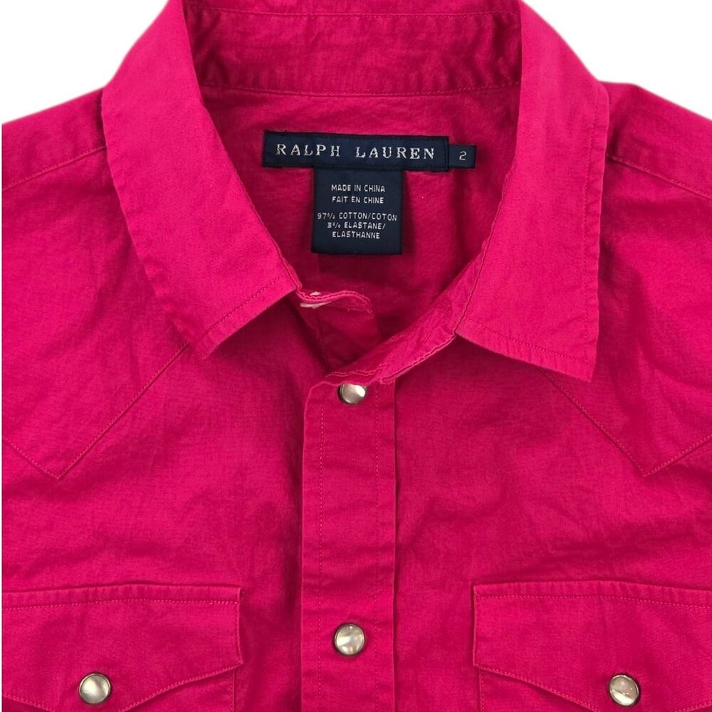 Ralph Lauren | Bright Pink, Western Style Shirt w/Pearl Snaps | Size 2 - Picture 3 of 5